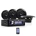 Marine Headunit Receiver Speaker Kit - In-Dash LCD Digital Stereo w/ AM FM Radio System 6.5'' Waterproof Cone Speakers (4) MP3/USB/SD Readers Aux Input Single DIN & Remote Control - Pyle PLMRKT14BK primary
