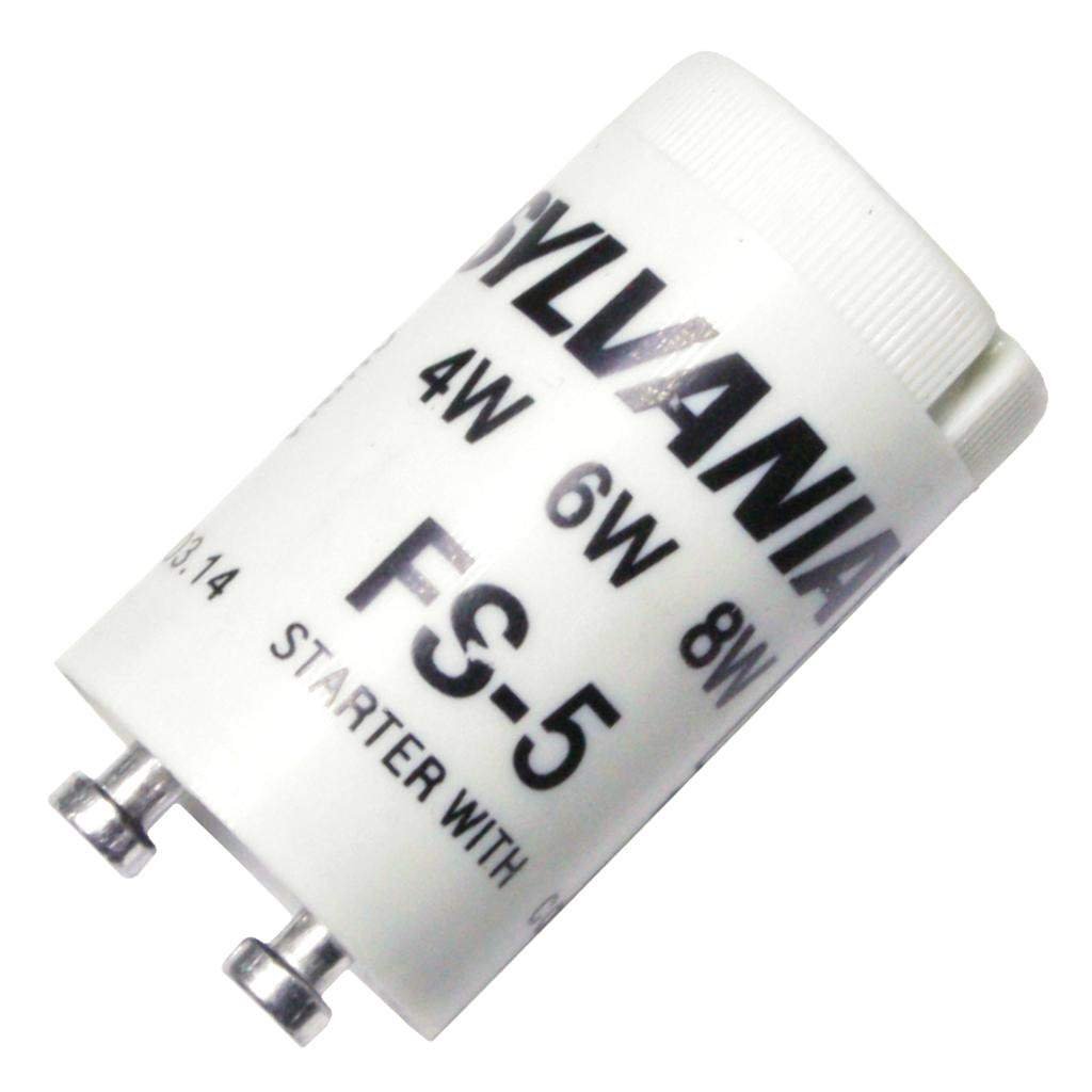 Sylvania 45812 FS-5 Fluorescent Starter | Reliable Ignition for T8 & T12 Lamps | 4-Pack