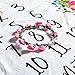 Baby Monthly Milestone Blanket Girl - Large 60''x40'' Floral Plush Fleece Photography Background Prop Newborn Soft Wrinkle-Free Flower Blanket Bonus Wreath Headband