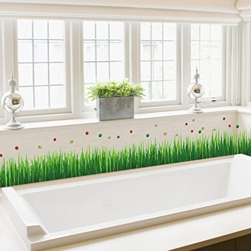 Green grass Ladybug Baseboard plant wall sticker DIY Skirting PVC living room Bedroom