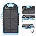 Nexcon Solar Charger 5000mAh Rain-resistant Dirt/Shockproof Dual USB Port Portable Charger Backup Power Pack for iPhone 6 plus 5S 5C 5 Samsung Galaxy S6 S5 S4 S3 Note 4 3, All USB Devices, Blue
