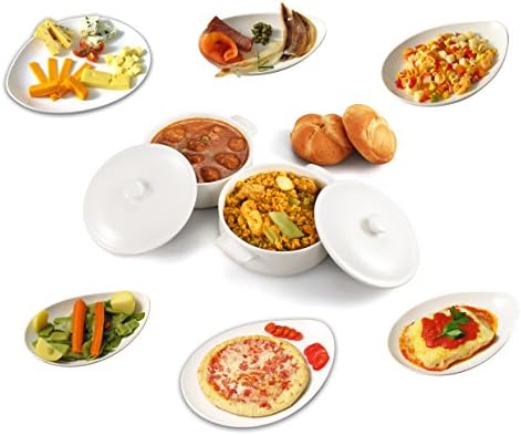 8 pieces hihg quality White PorcelainTableware Set : 6 platters and 2 Mini Cocottes