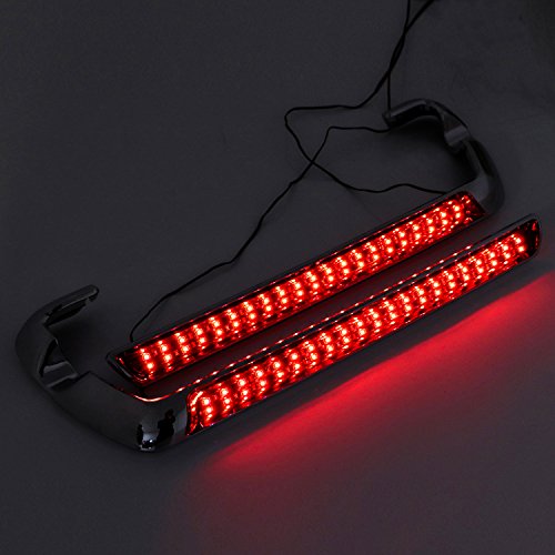 Senkauto Chrome Saddlebag Red LED Side Marker Light Cover for Harley Touring Road Electra Street Glide 2014-2018