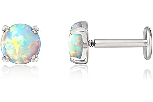 limerencia 18g Titanium Internally Threaded Piercing Jewelry 2PCS Nose Studs Flat Back Earrings Tragus, Helix, Cartilage, Conch, Labret Piercing for Women Men Sensitive Ears