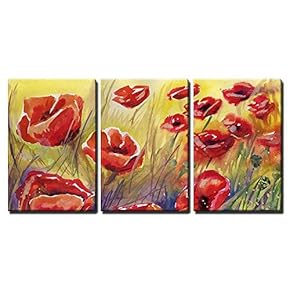 Poppies Flowers x3 Panels