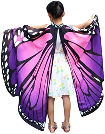 Kids Butterfly Wings Cape Shawl Costume Mask for Girls Rainbow Halloween Dress Up Party