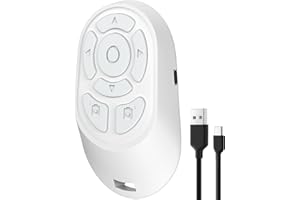 Allmatt Remote Control, Compact Bluetooth Camera and Video Recording Controller for Tiktok, Control Page Turner for Kindle, Page Turner Remote Available for iPhone iOS and Android White
