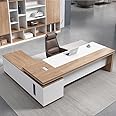 LITFAD L-Shaped Office Computer Desk with Secure Drawer, CPU Cabinet and Cord Management Modern Wood Executive Desk Writing Desk Boss Table Office Furniture, Without Chairs, 63" L x 63" W x 29.5" H