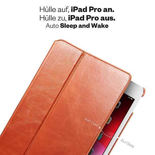KAVAJ Case Leather Cover Berlin Works with Apple iPad Air 3 2019 & iPad Pro 10.5" Cognac-Brown Genuine Cowhide Leather with Built-in Stand Auto Wake/Sleep Function. Slim Fit Smart Folio Covers - Thumbnail 3
