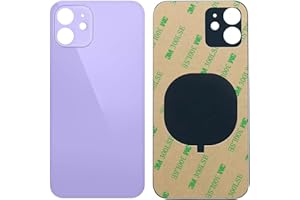 NuFix Back Glass Replacement for iPhone 12 Rear Battery Door Panel Housing with Big Camera Holes (Purple)