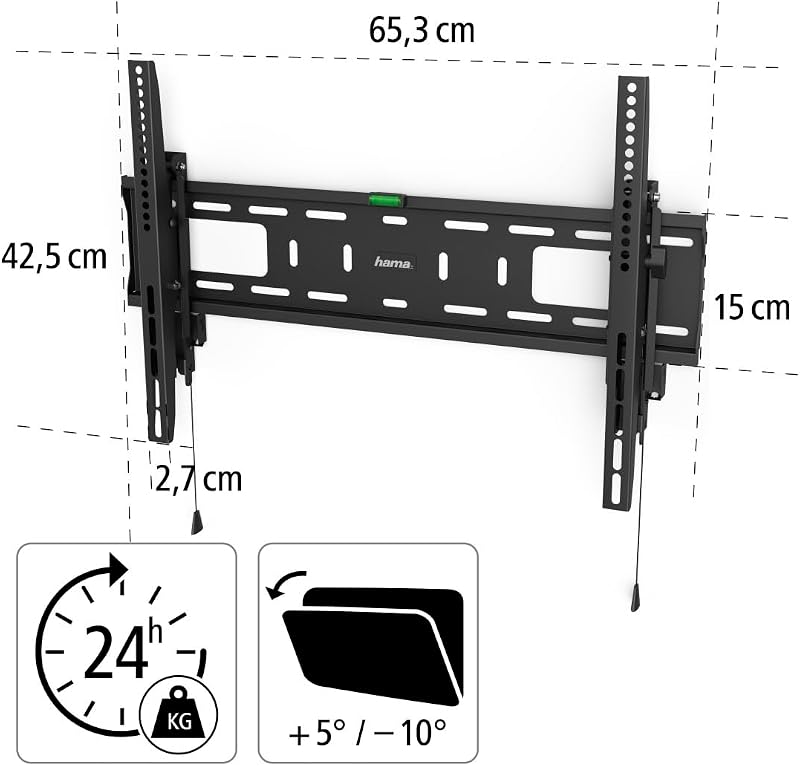 TV Wandhalterung, neigbar, mit Diebstahlschutz (TV Wandhalterung 37-90 Zoll, VESA 100x100 bis VESA 600x400, bis 50kg, ideal für den öffentlichen Raum, mit Fischer-Dübeln) schwarz