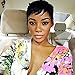 Pixie Cut Wigs for Black Women Black Human Hair Short Cut Wigs with Bangs Bump Wig, Short Boy Cut Black Women's Short Wig