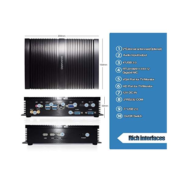 BASOARO-Fanless-Mini-Industrial-PC-Desktop-Computer-Intel-Core-i5-7200U-8G-RAM-256G-SSD-2-RS232-COM-4-USB30-3-USB20-HDMI-VGA-WiFi-Windows-10-Pro BASOARO Fanless Mini Industrial PC, Desktop Computer, Core i5 7200U, 8G RAM 256G SSD, 2 RS232 COM, 4 USB3.0 3 USB2.0, HD…