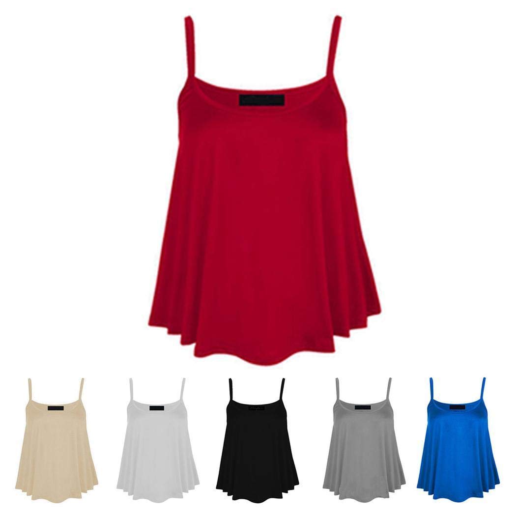 UpBeauty Women Casual Solid Sleeveless Loose Cami Summer Tank Tops Tanks & Camis S-XXXL White