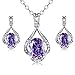 Incaton Valentines Gift, Amethyst Jewelry Sets Purple Pendant Necklace Jewelry Set for Women