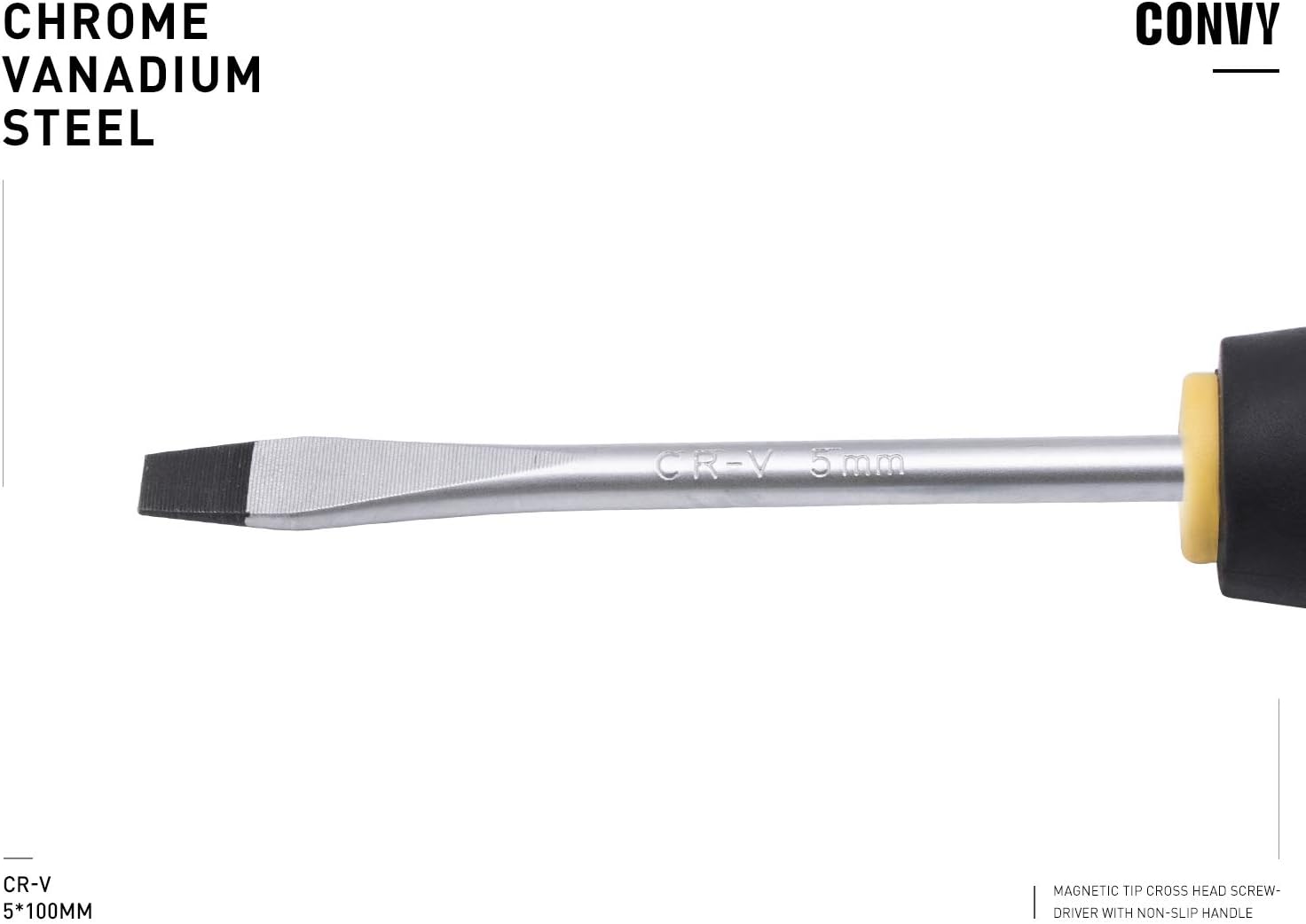 Convy GJ-0114 Slotted Screwdriver, Cross Head Screwdriver with Non-Slip Handle, SL 5100 - - 