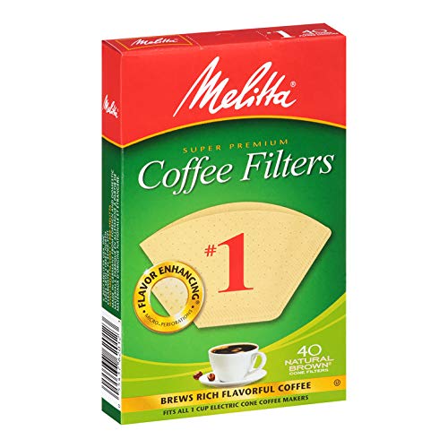 Melitta 1 Cone Coffee Filters, Natural Brown, 40 Count (Pack of 12