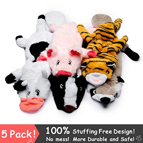 Erich Dog Squeak Toy No Stuffing Puppy Toy Soft Plush Dog Chew Toy Pack - 5 Packs