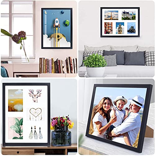 Lemecima Photo Frames, 2PCS Large Picture Frames with Mount, 12x16 Inch Multi Photo Frames for Wall Made of Solid pine Wall with High Definition Plexiglass, Black