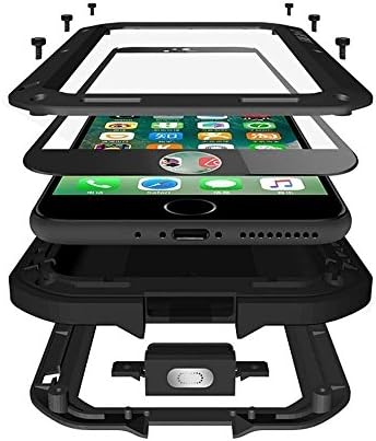 iPhone 8 SE 2020 Case, Amever Aluminum Alloy Protective Metal Extreme Water Resistant Shockproof Military Bumper Heavy Duty Cover Shell Case for iPhone 7/8 4.7 Inch - Black