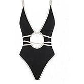 Seamolly Vintage Criss Cross Leopard Floral Backless Plunging Neck One-Piece Swimsuit for Women