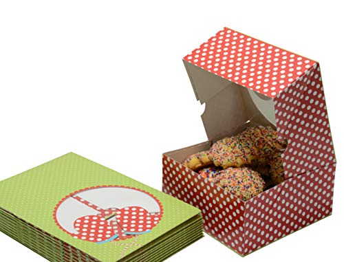 Christmas Cookie Gift Boxes with Window, 6 Inch, Red and Green for Gift Giving On Holiday, Wedding, Anniversary and Birthday Favors (Set of 12)