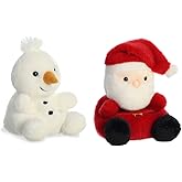 Aurora World Small Palm Pals 2 Piece Christmas Plush Bundle, Santa Claus and Snowman