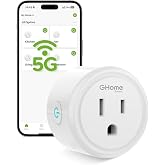 GHome Smart 5G 15A WiFi Smart Plug Compatible with Alexa and Google Home, Outlet Timer Smart Home WiFi Outlet Timer with Remote Control, 5GHz and 2.4GHz Wi-Fi Sockets, ETL FCC Listed, White, 1 Pack