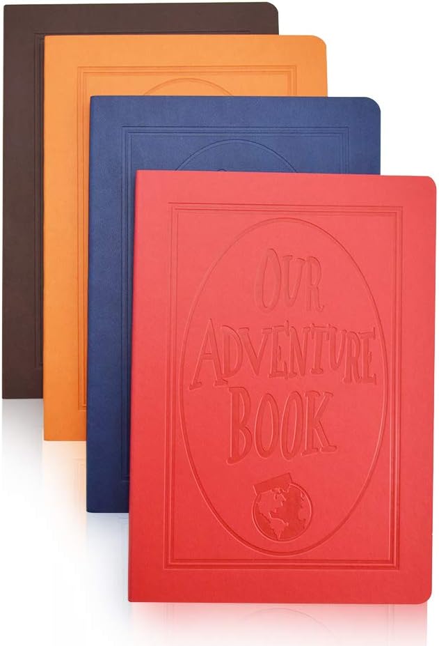 XIDUOBAO OUR ADVENTURE BOOK-A5 Size PU Leather Colorful Writing Journal Notebook Notepad Travel College Ruled Journal Set(Pack of 4, 64 sheets/128 pages)