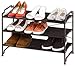 3-Tier Stackable Shoe Shelves Storage Utility Rack, Resin Slat Bronze