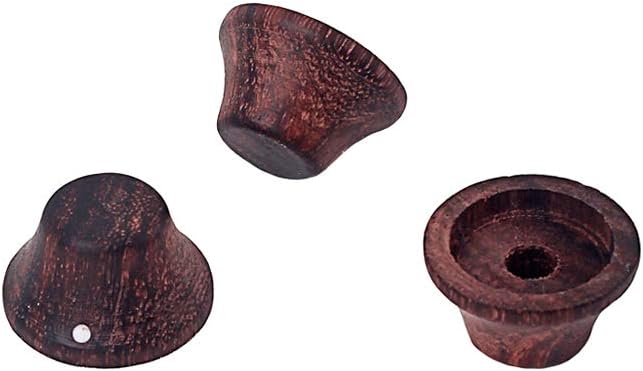 Alnicov 3-Pack Wood Knobs Lp/Strat Style Bell Knobs Guitar Bass Top Hat Wood Knobs With Indicator Dot Rose Wood - Image 3