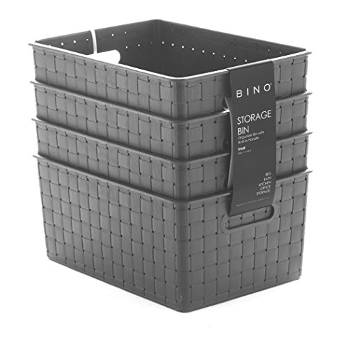 Bino woven plastic storage basket, small – 4 pack (gr…
