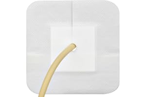 GOTOHERE Feeding Tube Adhesive Wound Dressing Sponge Split Drain Bandage for Peg G J Supra-Pubic Incision Bordered Guaze Pad Off-Cut Catheter Stabilization Device Holder Post Surgery 4"X 4", Pack of 20