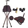M-GYG Folding Cane with Seat 441 lbs Heavy Duty Cane Stool Crutch Chair Three-Legged Adjustable Walking Stick Unisex Large Seat for Elderly As Gift