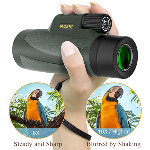 Emarth Hawkeye Monocular 8x42 High Power Bak4 FMC Compact Telescope for Hunting Boating Wildlife Green