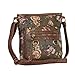 Vintage Floral Roses Crossbody Purse- Olive Letter Carrier with Front Pocket