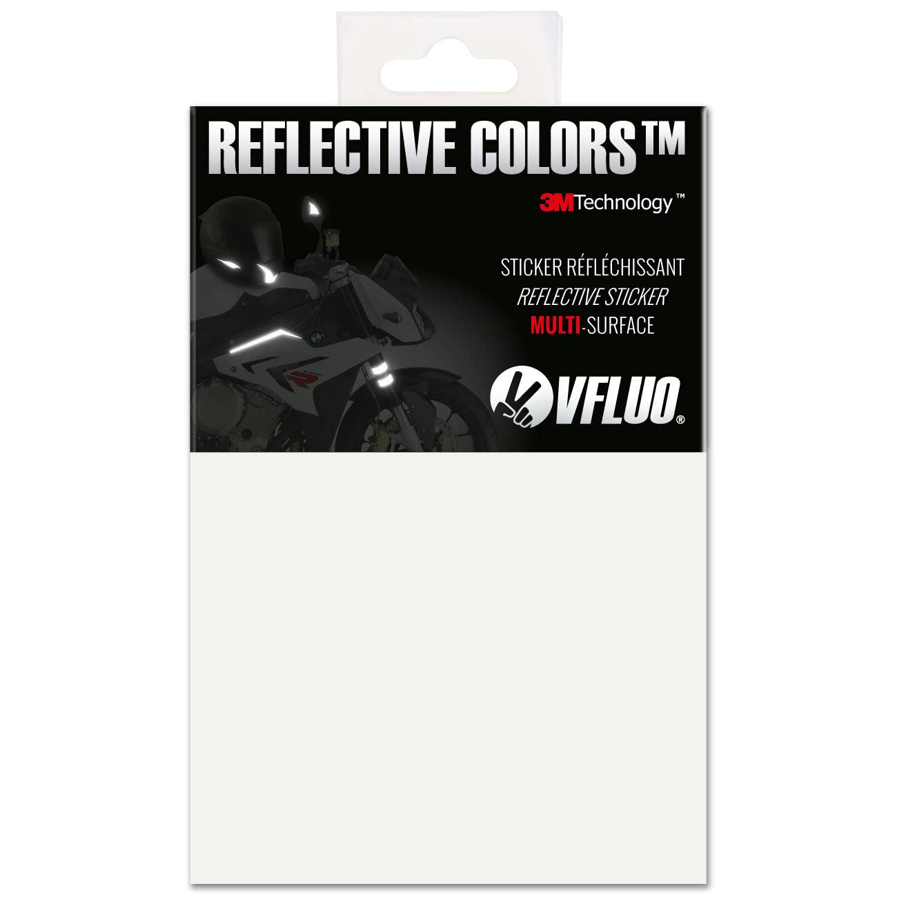 VFLUO 3M REFLECTIVE COLORS™, Universal adhesive DIY kit for Helmet/motorcycle/Scooter/Bike, 3M Technology™, 10 x 15 cm sheet, White/Silver