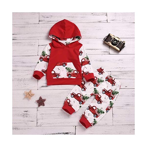 ZOELNIC Baby Girls Boys Outfit Hooded Pocket Tops + Plaid Pants Clothes Set - Image 8