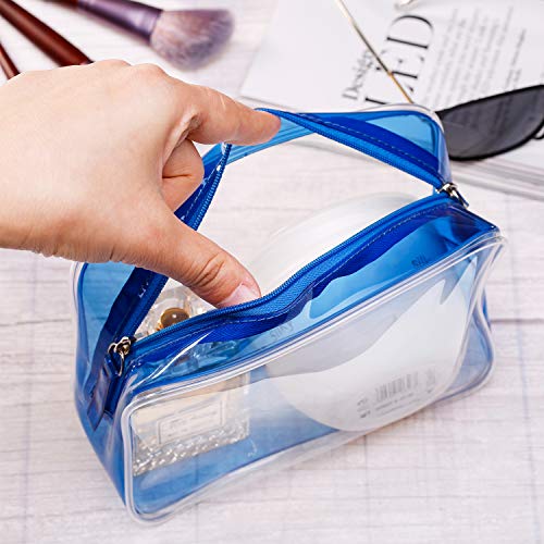 Pangda 5 Pack Clear PVC Zippered Toiletry Carry Pouch Portable Cosmetic Makeup Bag for Vacation, Bathroom and Organizing (Small, Blue) 5 Pangda 5 Pack Clear PVC Zippered Toiletry Carry Pouch Portable Cosmetic Makeup Bag for Vacation, Bathroom and Organizing (Small, Blue)