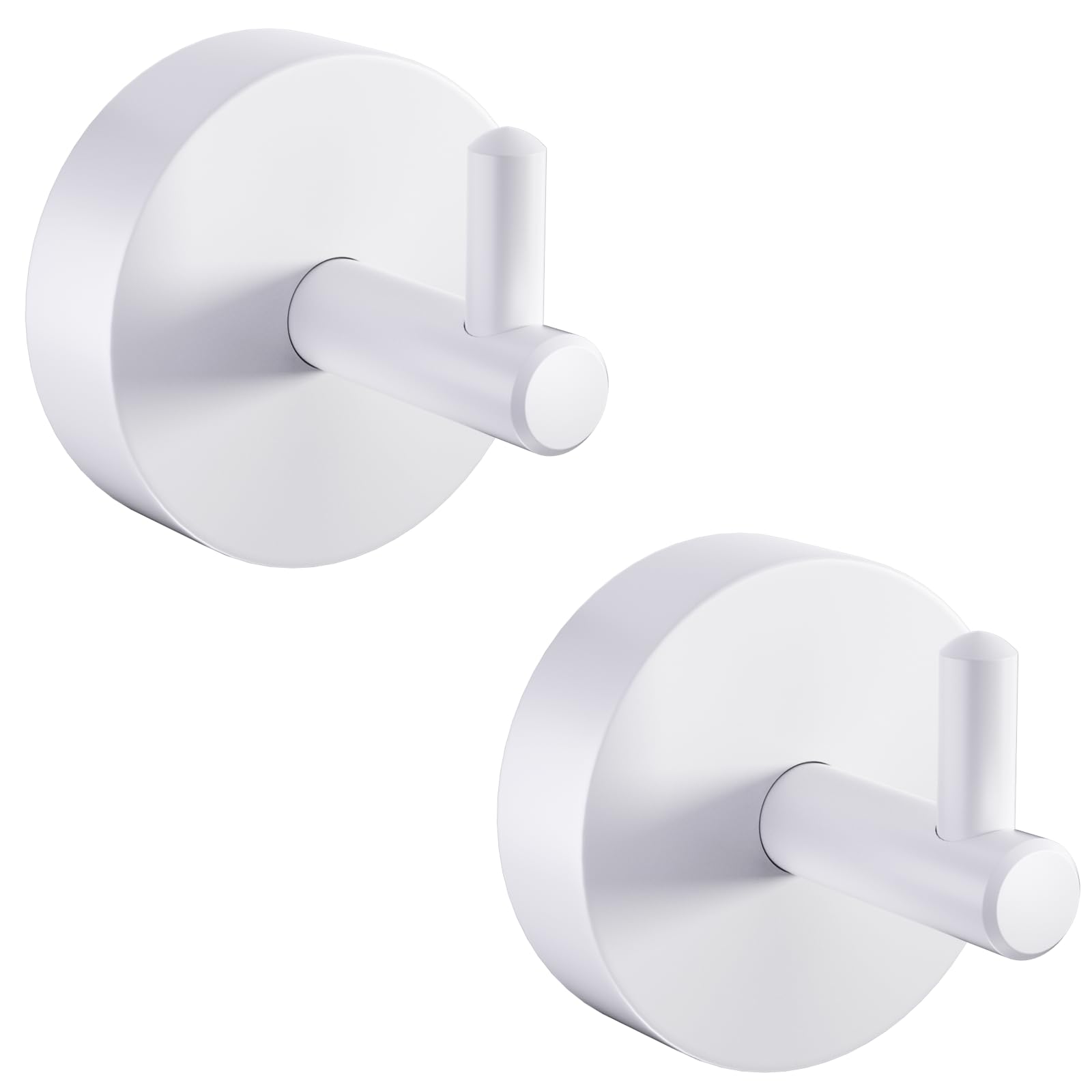 QNIIAED 2 Pack Towel Hooks for Bathrooms,Stainless Steel Door Hook Screw in for Coat Robe(White)