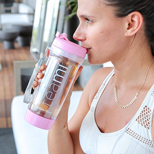 TEA TUMBLER Infuser Water Bottle by Teami - Baby Pink, 20 Ounce - BPA FREE - Double Walled Mug, Hot or Cold - Our Best Infusion Bottles for Infused Fruit, Smoothies, Tea, even Coffee - Thumbnail 2