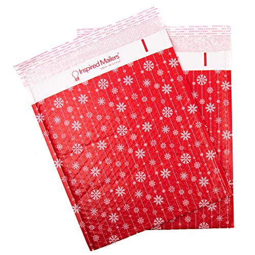 Inspired Mailers - Bubble Mailers 12x15 (Writable Area) - Winter Snowflakes - Choose Between 6x9, 10x13 and 12x15 Sizes - Padded Envelopes (12x15, 25 Pack)