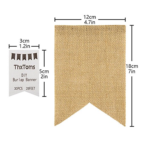 ThxToms 30Pcs Burlap Banner, DIY Decoration for Wedding, Baby Shower and Party, 29feet