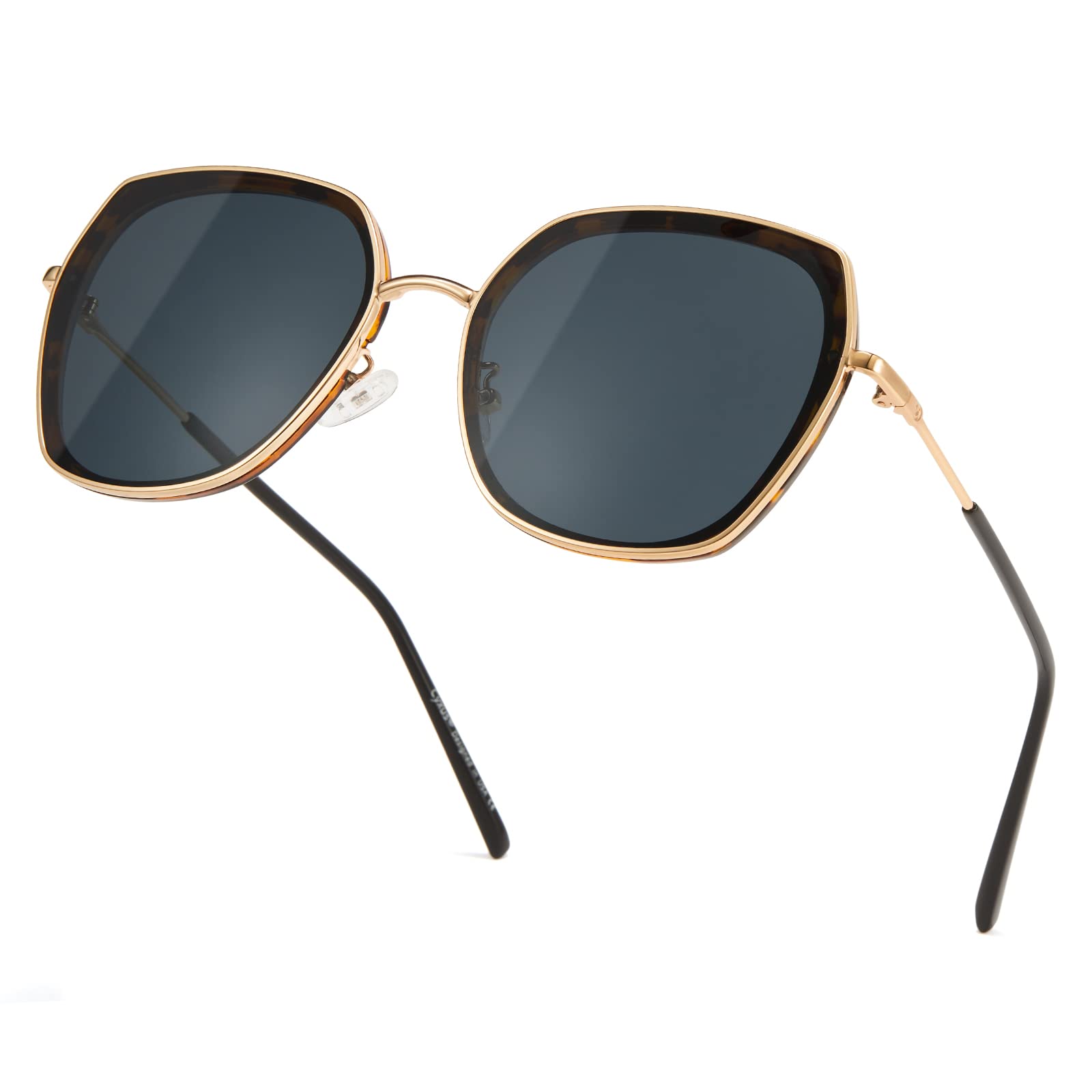 Cyxus Ladies Sunglasses Retro Polarized Sunglasses for Women UV400 Protection Oversized Eyeglasses (Green)