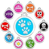 CNATTAGS Stainless Steel with Enamel Round Pet ID Tags Various Designs and Colors