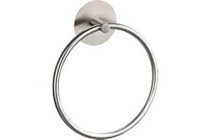 HOPCENT Towel Ring Self Adhesive No Drill Hand Modern Towel Holder for Bathroom SUS 304 Stainless Steel Brushed Nickel(Silver