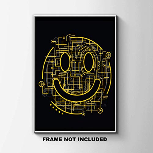 Yellow Happy Face Circuit Board Inspirational STEM Art Print - 11x14 Unframed Art Poster - Great Gift For Science or Technology. Looks Great in an Office, School, Bedroom or Dorm Decor. - Thumbnail 6