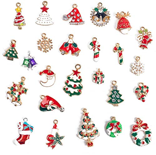 Koogel Weihnachtsanhänger, 50 Stück Charms Anhänger Weihnachten Halskette Armband Ohrringe Anhänger DIY Weihnachtsschmuck