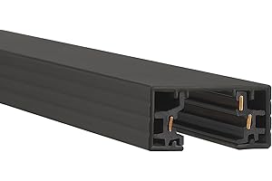 WAC Lighting H Track 2FT Single Circuit Field Cuttable 120V Track for H Style 3-Wire Track Fixtures with 2 Endcaps in Black