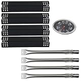 Hisencn Grill Replacement Parts Repair KIT Burners Tube, Porcelain Steel Heat Plates, Temp Gauge/Temperature Gauge Heat Indicator 22551 for Sunbeam Nexgrill Grill Master 720-0697 Grill 4-Pack